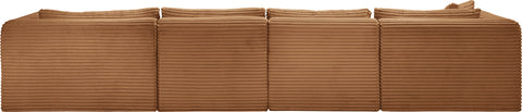 Faye 145" Saddle Corduroy Performance Fabric Upholstered Sectional, 5-Piece