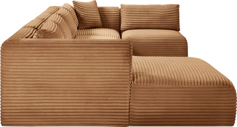 Faye 145" Saddle Corduroy Performance Fabric Upholstered Sectional, 5-Piece (Style 2)