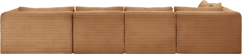 Faye 145" Saddle Corduroy Performance Fabric Upholstered Sectional, 5-Piece (Style 2)