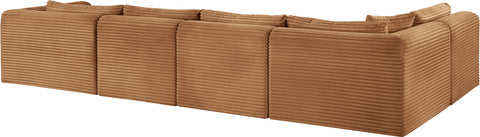 Faye 145" Saddle Corduroy Performance Fabric Upholstered Sectional, 5-Piece (Style 2)