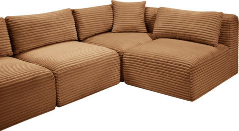Faye 145" Saddle Corduroy Performance Fabric Upholstered Sectional, 5-Piece (Style 2)