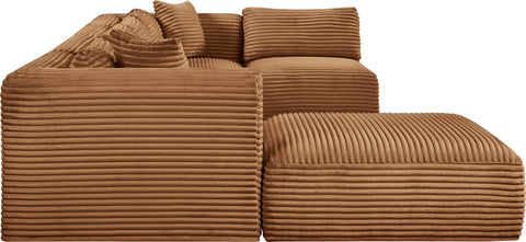 Faye 140" Saddle Corduroy Performance Fabric Upholstered Sectional, 6-Piece (Style 3)