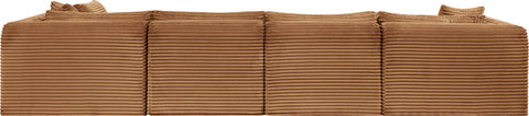 Faye 140" Saddle Corduroy Performance Fabric Upholstered Sectional, 6-Piece (Style 3)