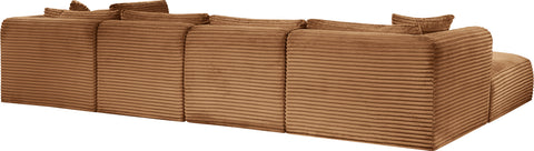 Faye 140" Saddle Corduroy Performance Fabric Upholstered Sectional, 6-Piece (Style 3)