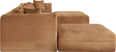 Faye 140" Saddle Corduroy Performance Fabric Upholstered Sectional, 6-Piece (Style 4)