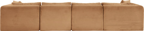 Faye 140" Saddle Corduroy Performance Fabric Upholstered Sectional, 6-Piece (Style 4)