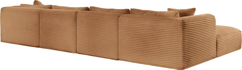 Faye 140" Saddle Corduroy Performance Fabric Upholstered Sectional, 6-Piece (Style 4)