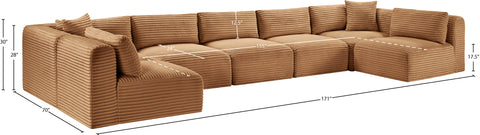 Faye 171" Saddle Corduroy Performance Fabric Upholstered Sectional, 7-Piece