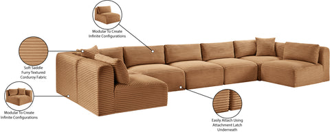 Faye 171" Saddle Corduroy Performance Fabric Upholstered Sectional, 7-Piece