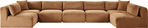 Faye 171" Saddle Corduroy Performance Fabric Upholstered Sectional, 7-Piece