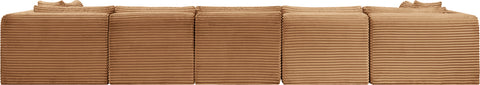 Faye 171" Saddle Corduroy Performance Fabric Upholstered Sectional, 7-Piece