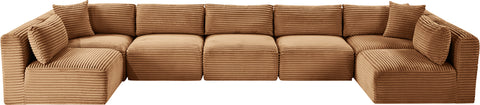 Faye 171" Saddle Corduroy Performance Fabric Upholstered Sectional, 7-Piece