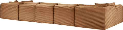 Faye 171" Saddle Corduroy Performance Fabric Upholstered Sectional, 7-Piece