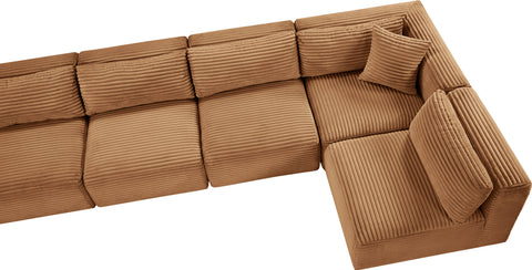 Faye 171" Saddle Corduroy Performance Fabric Upholstered Sectional, 7-Piece
