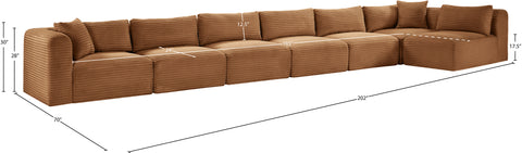 Faye 202" Saddle Corduroy Performance Fabric Upholstered Sectional, 7-Piece
