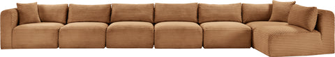 Faye 202" Saddle Corduroy Performance Fabric Upholstered Sectional, 7-Piece