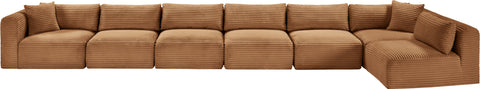 Faye 202" Saddle Corduroy Performance Fabric Upholstered Sectional, 7-Piece