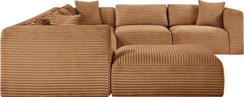 Faye 140" Saddle Corduroy Performance Fabric Upholstered Sectional, 7-Piece