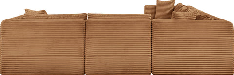 Faye 140" Saddle Corduroy Performance Fabric Upholstered Sectional, 7-Piece