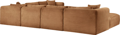 Faye 140" Saddle Corduroy Performance Fabric Upholstered Sectional, 7-Piece