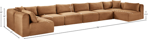 Faye 202" Saddle Corduroy Performance Fabric Upholstered Sectional, 8-Piece