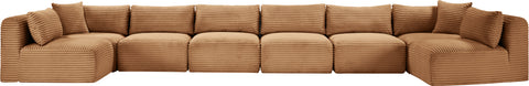 Faye 202" Saddle Corduroy Performance Fabric Upholstered Sectional, 8-Piece