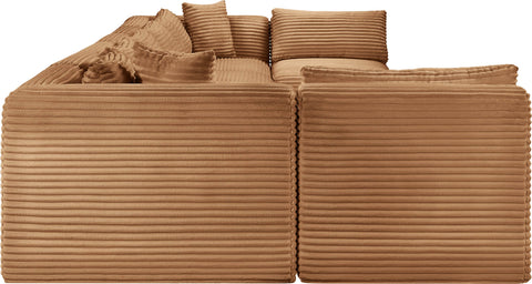 Faye 202" Saddle Corduroy Performance Fabric Upholstered Sectional, 8-Piece
