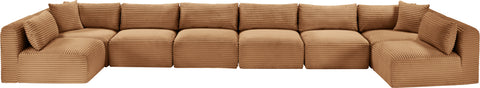Faye 202" Saddle Corduroy Performance Fabric Upholstered Sectional, 8-Piece