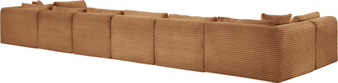 Faye 202" Saddle Corduroy Performance Fabric Upholstered Sectional, 8-Piece