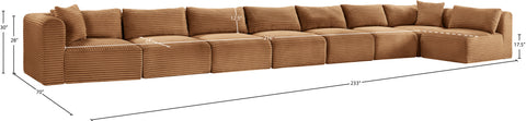 Faye 233" Saddle Corduroy Performance Fabric Upholstered Sectional, 8-Piece
