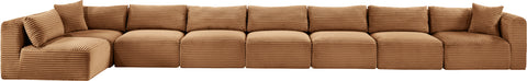 Faye 233" Saddle Corduroy Performance Fabric Upholstered Sectional, 8-Piece