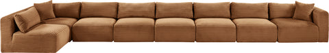 Faye 233" Saddle Corduroy Performance Fabric Upholstered Sectional, 8-Piece