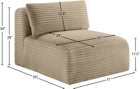 Faye Taupe Corduroy Performance Fabric Upholstered Armless Chair, 1 Piece