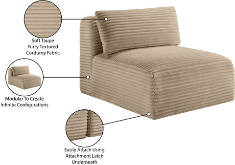 Faye Taupe Corduroy Performance Fabric Upholstered Armless Chair, 1 Piece