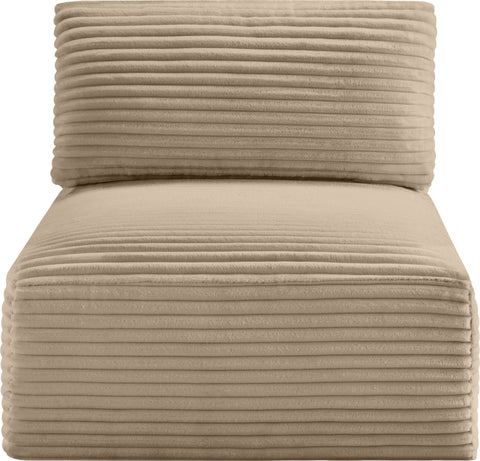 Faye Taupe Corduroy Performance Fabric Upholstered Armless Chair, 1 Piece