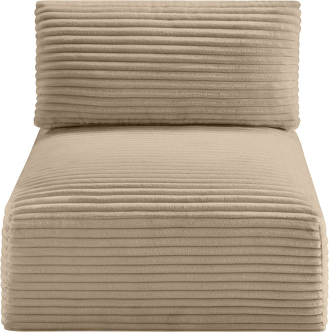 Faye Taupe Corduroy Performance Fabric Upholstered Armless Chair, 1 Piece
