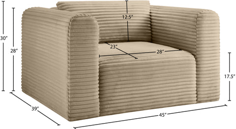 Faye Taupe Corduroy Performance Fabric Upholstered Accent Chair, 1 Piece