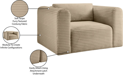 Faye Taupe Corduroy Performance Fabric Upholstered Accent Chair, 1 Piece