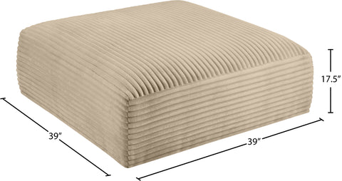 Faye Taupe Corduroy Performance Fabric Upholstered Ottoman, 1 Piece