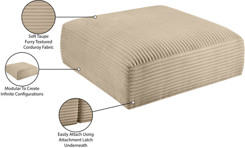 Faye Taupe Corduroy Performance Fabric Upholstered Ottoman, 1 Piece