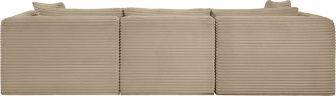 Faye 109" Taupe Corduroy Performance Fabric Upholstered Sofa, 3-Piece