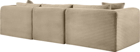 Faye 109" Taupe Corduroy Performance Fabric Upholstered Sofa, 3-Piece