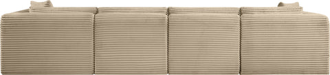 Faye 140" Taupe Corduroy Performance Fabric Upholstered Sofa, 4-Piece
