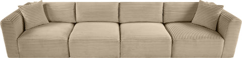 Faye 140" Taupe Corduroy Performance Fabric Upholstered Sofa, 4-Piece