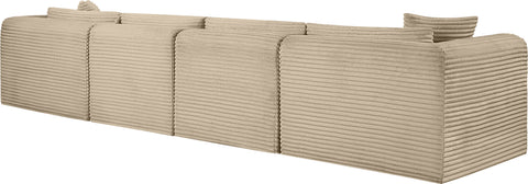 Faye 140" Taupe Corduroy Performance Fabric Upholstered Sofa, 4-Piece