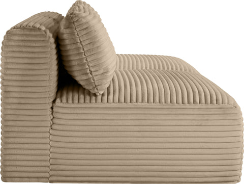 Faye 62" Taupe Corduroy Performance Fabric Upholstered Armless Loveseat, 2-Piece