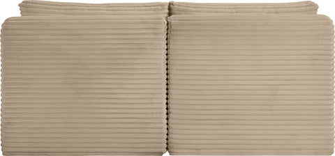 Faye 62" Taupe Corduroy Performance Fabric Upholstered Armless Loveseat, 2-Piece