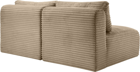 Faye 62" Taupe Corduroy Performance Fabric Upholstered Armless Loveseat, 2-Piece