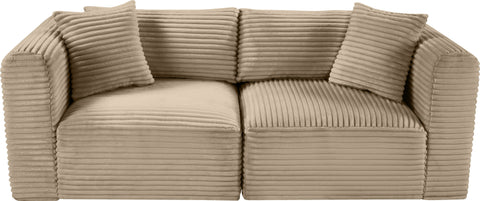 Faye 78" Taupe Corduroy Performance Fabric Upholstered Sofa, 2-Piece