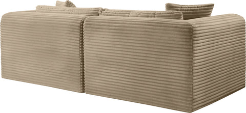 Faye 78" Taupe Corduroy Performance Fabric Upholstered Sofa, 2-Piece